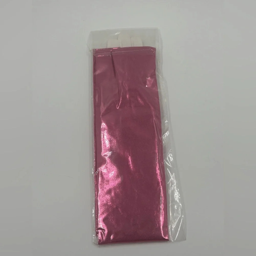 NWT Pink Metallic Fingerless Opera Gloves - Shiny Satin Rave Costume
